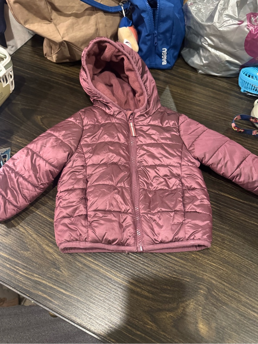 Cat & Jack Girls' Quilted Hooded Puffer Jacket - Mauve Pink